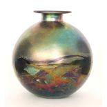 Michael Harris - Isle of Wight - A large later 20th century Nightscape glass vase of globular form
