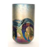 Michael Harris - Isle of Wight - A later 20th Century Nightscape glass vase of sleeve form,