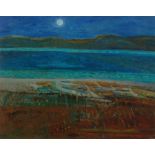 Victor Willis (1934-2004) - 'Bridgewater Bay - low tide and moon', oil on board,