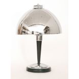 Unknown - A chromium plated table lamp of mushroom form, height 42cm.