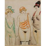 After Charles Laborde (1886-1941) - 'The Three Graces', hand coloured aquatint, signed in the plate,