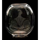 Vicke Lindstand - Kosta - A post war glass vase of compressed ovoid form,