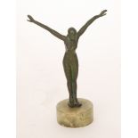 Unknown - A small 1930s Art Deco bronze modelled as a bather in swim suit with arms raised,