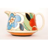 Clarice Cliff - Red Gardenia - A medium Crown shaped jug circa 1931 hand painted with stylised