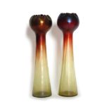 Rindskopf - A pair of early 20th Century Hyacinth vases of tall tapered sleeve form with spherical
