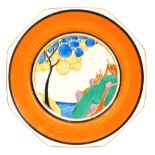 Clarice Cliff - Seven Colour Secrets - An octagonal plate circa 1933 hand painted with a stylised