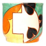 Clarice Cliff - Feathers and Leaves - A Heath shape fern pot circa 1930 hand painted with abstract