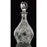 Josef Svarc - Podebrady Glassworks - A post war clear crystal glass decanter of drawn ovoid form