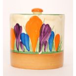 Clarice Cliff - Crocus - A drum shape preserve circa 1930 hand painted with Crocus sprays with
