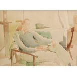 Clifford Fishwick (1923-1997) - Study of a gentleman sitting in an interior, watercolour,