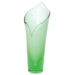 Gunnel Nyman - Riihimaki - A Calla vase circa 1946 of flared sleeve form cased in pale green over a
