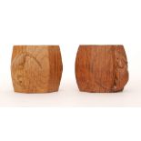 Robert 'Mouseman' Thompson - A pair of oak napkin rings of octagonal form,