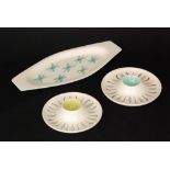 Poole Pottery - Three pieces of 1950s Freeform comprising two shape 104 egg cups decorated in the