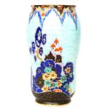 Crown Devon - A 1930s Art Deco vase decorated in the Mattajade 'Fairy Castle' pattern with a