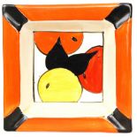 Clarice Cliff - Oranges and Lemons - A square shaped ashtray circa 1931 hand painted to the central