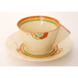 Clarice Cliff - Nemisia - A Conical cup and saucer circa 1932 transfer printed and painted with