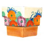 Clarice Cliff - Gayday - A shape 368 square stepped fern pot circa 1930 hand painted flowers and