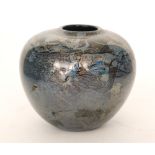 Michael Harris and William Walker - Isle of Wight - A later 20th Century Black Azurene glass vase