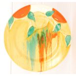 Clarice Cliff - Delecia Peaches - A circular side plate circa 1932 hand painted with a band of