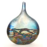 Michael Harris - Isle of Wight - A later 20th Century Nightscape Lollipop glass vase of compressed