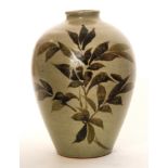 Charles Vyse - A 1920s stoneware vase of swollen form decorated with an all over mushroom glaze and