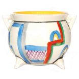 Clarice Cliff - Tennis - A cauldron circa 1930 hand painted with an abstract linear design with and