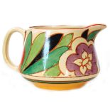 Clarice Cliff - Red Gardenia - A large Crocn shaped jug circa 1931 hand painted with stylised