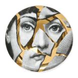 Pierro Fornasetti - A Themes and Variations plate depicting shattered Julia face over a gold lustre