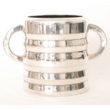 An Art Deco cylindrical plated two handled ice bucket,