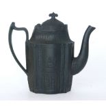 An early 19th Century black basalt Castleford type coffee pot and cover,
