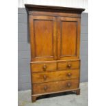 A Victorian oak linen press,