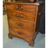 A 19th Century mahogany commode, with a fall-front cupboard over a deep drawer and bracket feet,