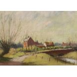 PERCY HIPKISS, RBSA (1912-1995) - Somerset Farmland, oil on board, signed, titled on label verso,