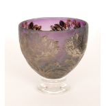 A contemporary Jonathan Harris studio glass Unique Silver Cameo pedestal bowl,