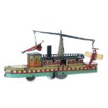 A Paya tinplate ocean liner possibly pre war lithographed boat with aircraft attachments,