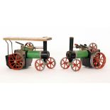 Five Mamod steam plants, a traction engine and a steam roller,