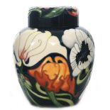 A boxed Moorcroft Pottery ginger jar and cover decorated in the Miss Alice pattern designed by Emma