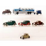 Three American Tootsietoy Graham pre war sedan cars in various colours,