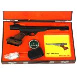 A competition German Federation model 10 original air pistol with instructions, original case.