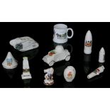 Ten pieces of assorted First World War related crested china to include a Savoy China H.M.