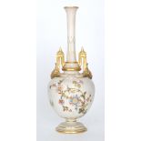 A Royal Worcester Blush Ivory shape 1406 vase decorated to the ovoid body with sprays of flowers