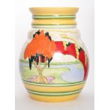 A contemporary Bizarre Craft pottery vase by Rene Dale hand painted in the Solitude pattern after