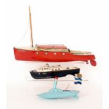 A Hornby Viking speed boat with enclosed cabin cream deck and red hull, length 42cm,