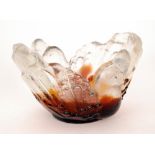 A 20th Century Humppila glass bowl designed by Pertti Santalahti relief moulded as twi stylised