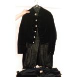 A 19th Century Georgian gentleman's blue velvet coat and tails fitted with circular cut steel