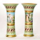 A pair of late 19th to early 20th Century Vienna type trumpet vases,