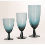 A part suite of Gulla Skruf drinking glasses comprising six wine,