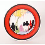 A large contemporary Bizarre Craft pottery plate by Marjory Higginson hand painted in the