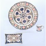 Three pieces of Royal Crown Derby Imari comprising a cabinet plate in pattern 1126, diameter 22.