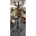 An early 20th Century stained beech bentwood hat and coat stand,